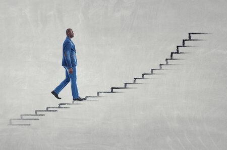 Joyful black man wearing casual clothes walk. Mixed media