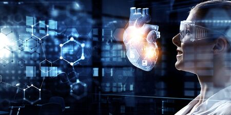 Medicine research of human heart. Mixed mediaの写真素材