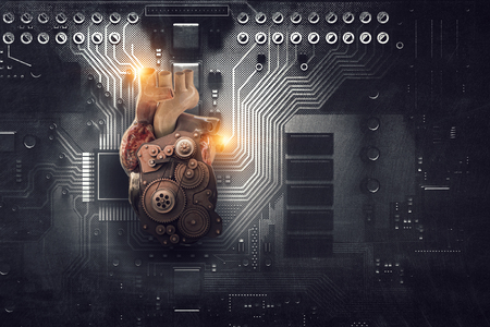 Anatomic heart made with gears and mechanic partsの写真素材