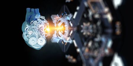 Anatomic heart made with steel gears and mechanic partsの写真素材