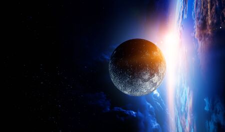 Deep space beauty. Planet orbit.