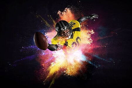 American football player in action. Mixed mediaの写真素材