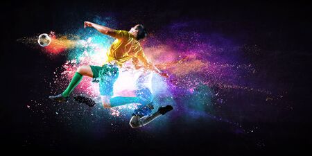 Soccer players in action. Mixed mediaの写真素材