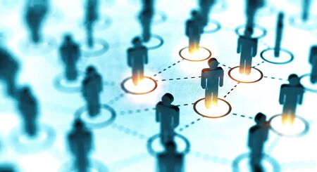 Abstract Social network concept, connecting human figures.