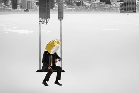 Businessman with clock head. Business efficiency concept.の写真素材
