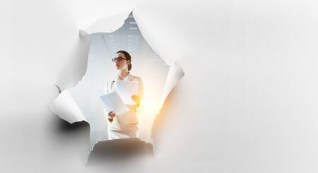 Effect of torn paper holeの写真素材