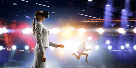 Young female in virtual realityの写真素材