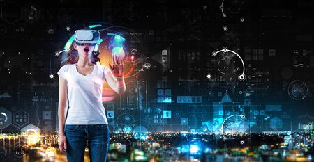 Young female in virtual reality