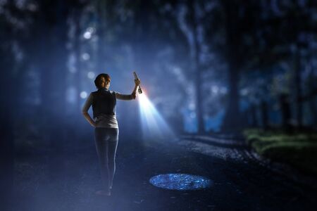 Make her way in darkness. Mixed media