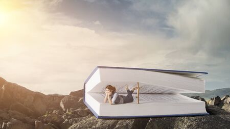 When reading takes you away. Mixed media