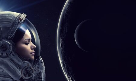 Exploring outer space. Mixed mediaの写真素材