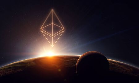 Crypto currency world. 3d rendering
