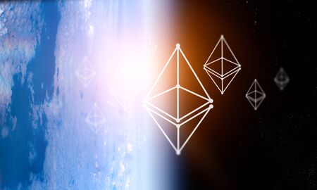 Crypto currency space. 3d rendering