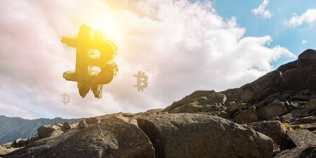 Crypto currency concept. Mixed mediaの写真素材