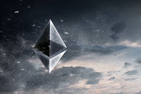 Crypto currency concept. Mixed mediaの写真素材