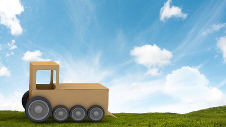 Cardboard toy train. Mixed mediaの写真素材