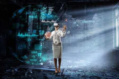 Young female in virtual realityの写真素材