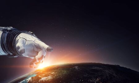 Concept of deep space exploration. Mixed media