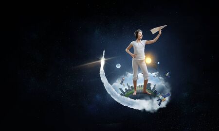 Dream Of Flying On Airplaneの写真素材