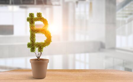 Green concept of crypto currencyの写真素材