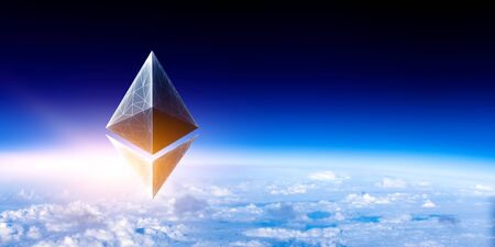 Crypto currency space. 3d rendering