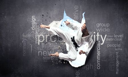 Breaking through to success. Mixed mediaの写真素材