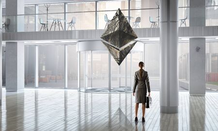 Crypto currency sign. Mixed mediaの写真素材