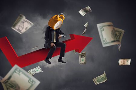 Clock headed businessman. Business efficiency concept.の写真素材