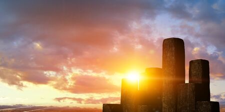 Large stone blocks abstract constructionの写真素材