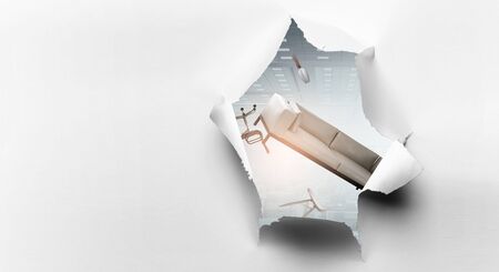 Effect of torn paper holeの写真素材