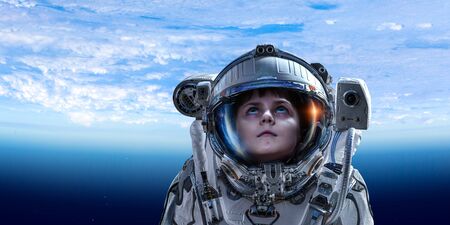 Exploring outer space. Mixed mediaの写真素材