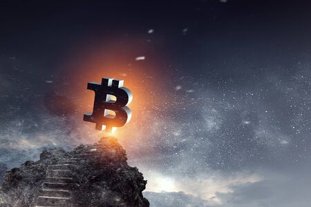 Crypto currency on top. Mixed mediaの写真素材