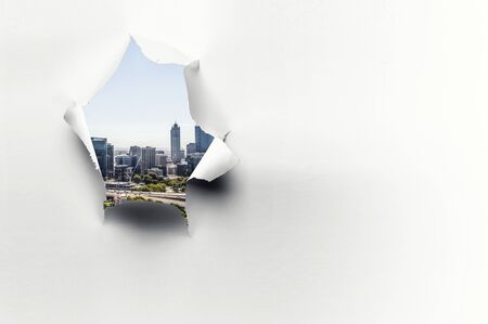 Effect of torn paper holeの写真素材