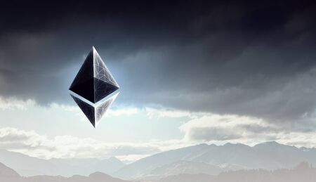 Crypto currency concept. Mixed media