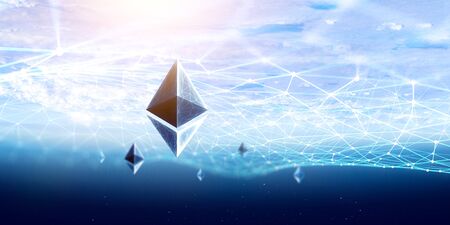 Open space and crypto currency symbol.  3D rendering