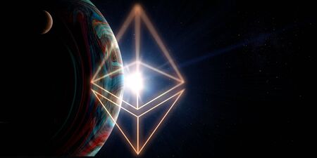 Crypto currency world on darkの写真素材