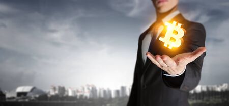 Crypto currency concept . Mixed mediaの写真素材