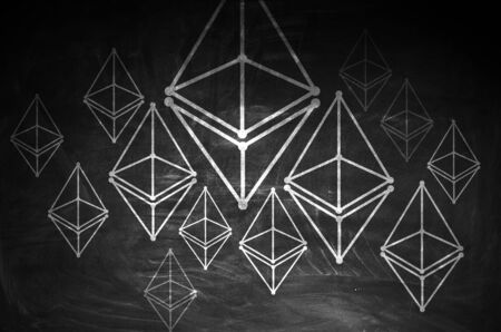 Concept of crypto currency. Mixed media