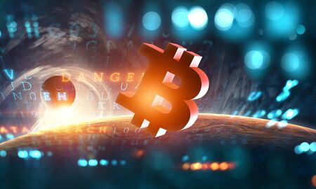 Concept of crypto currency. Mixed media