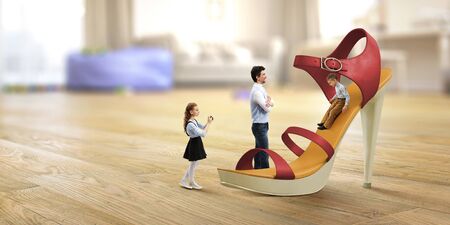 Our mini family world. Mixed media