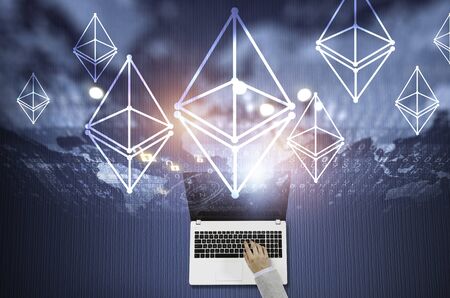 Crypto currency trading . Mixed mediaの写真素材