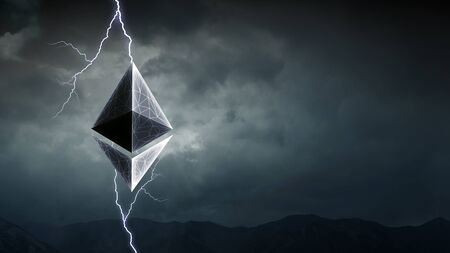 Crypto currency concept. Mixed media