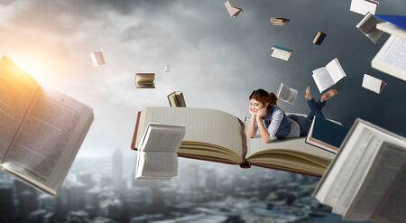 When reading takes you away. Mixed media