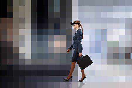 Feel virtual reality. Mixed mediaの写真素材