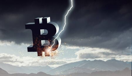 Crypto currency concept. Mixed mediaの写真素材