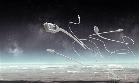 Wire Internet connection . Mixed mediaの写真素材