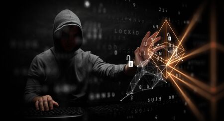 Haking into crypto world . Mixed mediaの写真素材