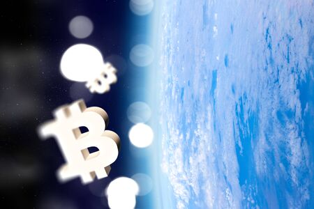 Crypto currency space. 3d renderingの写真素材