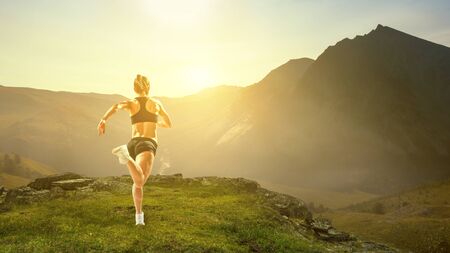 Sportswoman run race.の写真素材