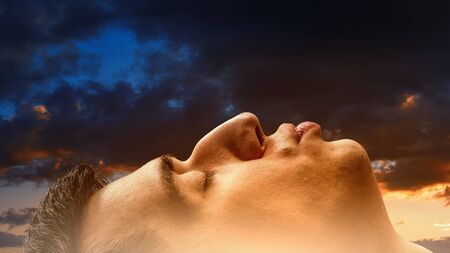 Man giving a kiss . Mixed mediaの写真素材